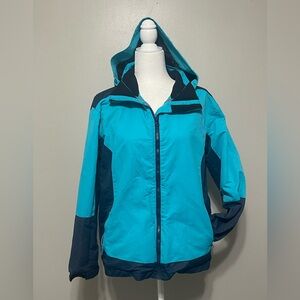 Iceburg Winter Jacket/Coat - Girls Size XL (14-16) Teal/Blue Hooded Pockets